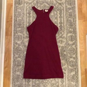 Raspberry halter dress